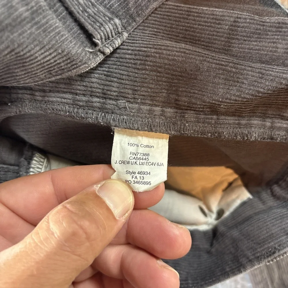 J Crew Curdoroy Men's Pants 30x30 Vintage Slim Straight Gray Preppy Classic